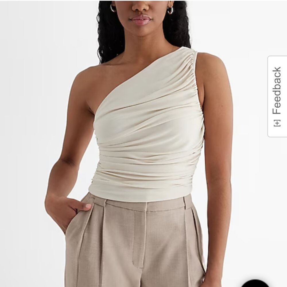 Express Body Contour Compression Ruched One Shoulder Tank Small/ Med